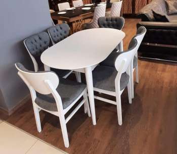 E - 1380 Oval Açılır Masa Kontra Ay Sandalye