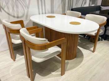 E - 1295 Ptt Masa 90x150 T Sandalye Kayın Beyaz