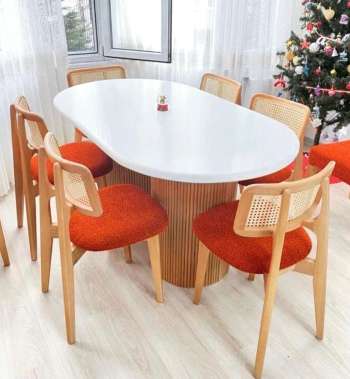 E - 1300 Ptt Masa 90x150 Zion Sandalye Kayın Beyaz