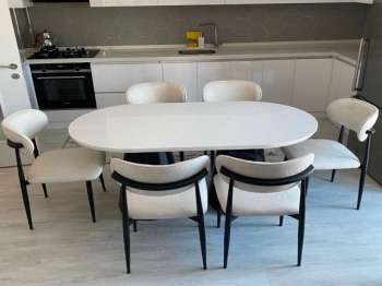 E - 1305 Ptt Masa 90x180 Metal polo Sandalye Siyah Beyaz