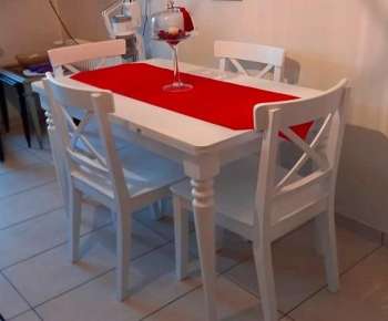 E - 1355 Smart Masa 70X110 Beyaz Çapraz Sandalye