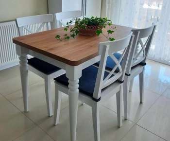 E - 1350 Smart Masa 70X110 Kayın Beyaz Çapraz Sandalye