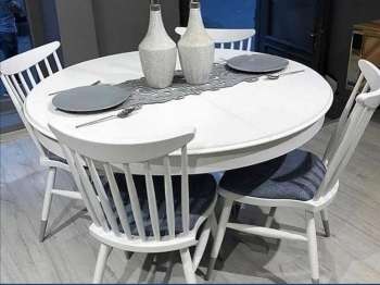 E - 1320 Yuvarlak 100 Lük Açılır Masa Tornalı sandalye